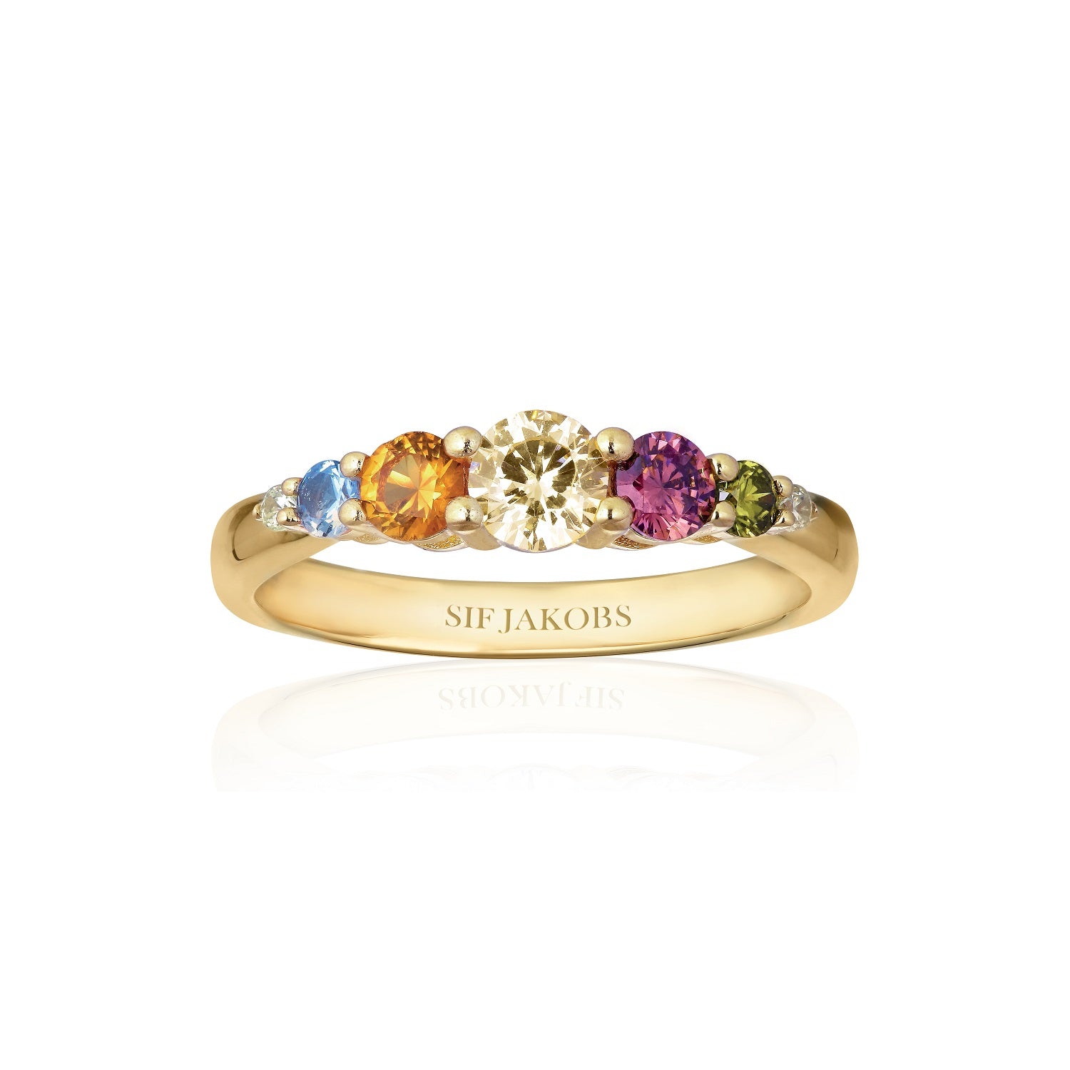 Sif Jakobs Belluno Forgyldt Ring Med Farvede Sten R42126 Acz - Sif Jakobs Fingerringe  - 1233690191560