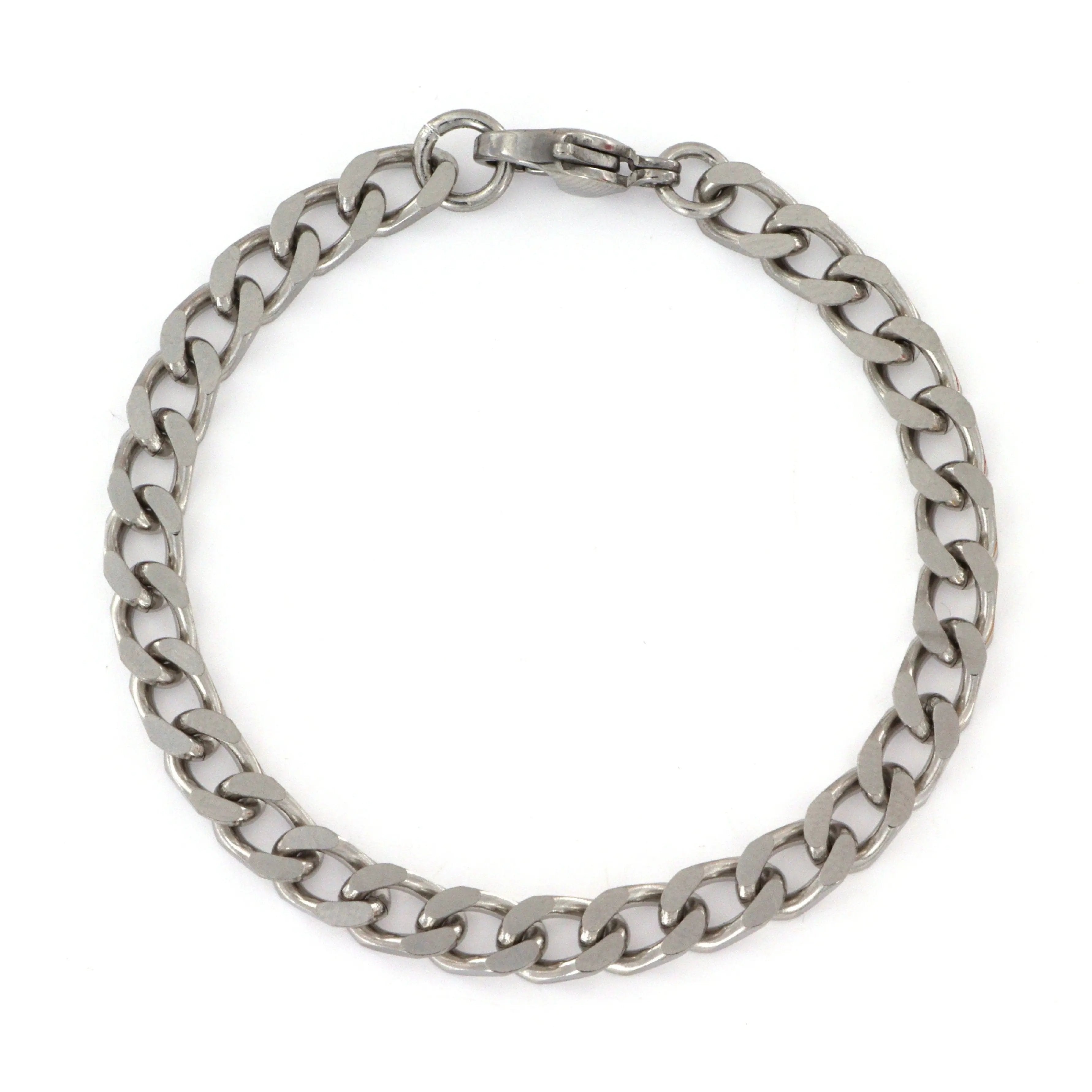 Sølv Armbånd Panser Facet Kæde Stål - Blt Armbånd  - 05740034060933