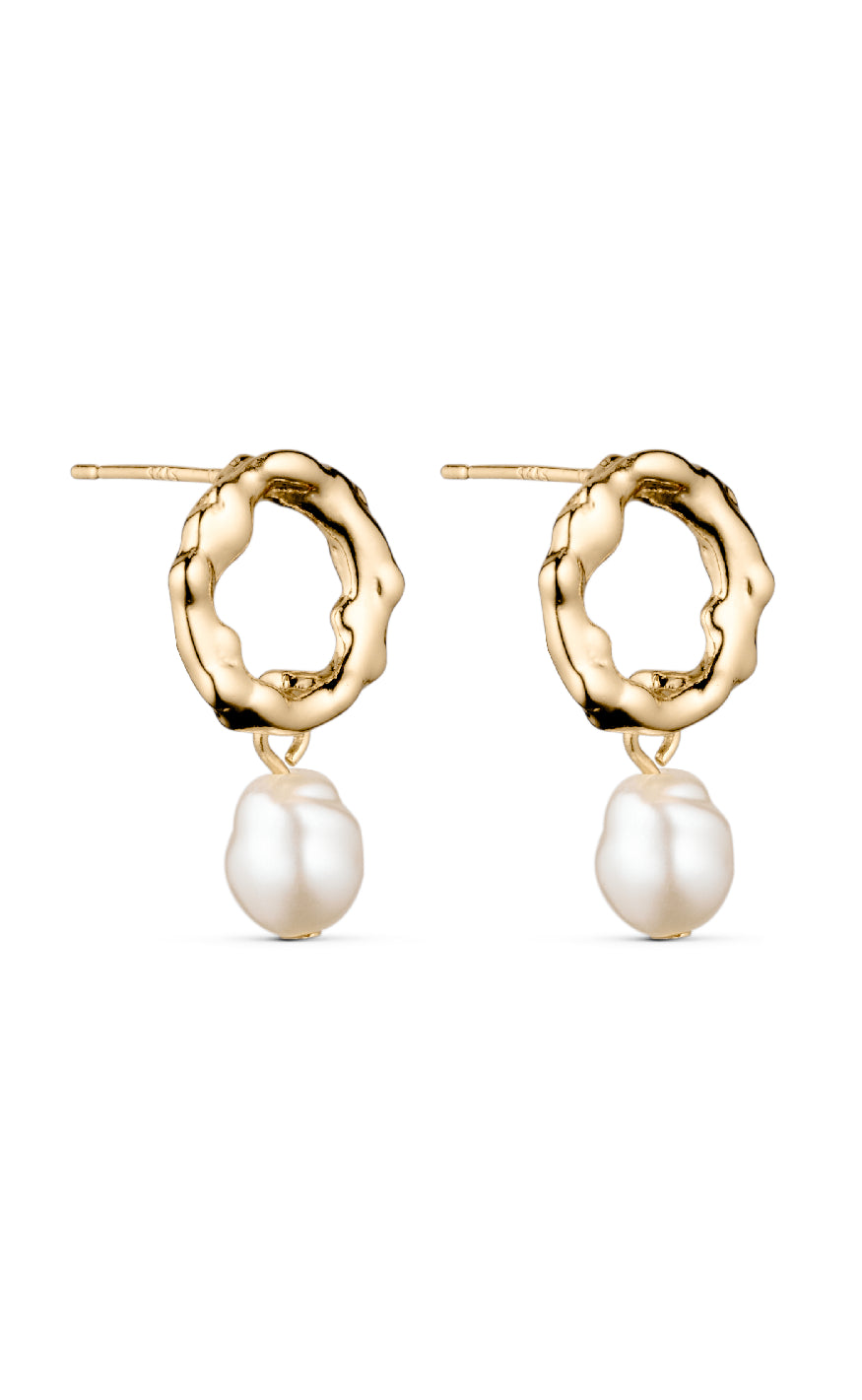 Guld Colour Smykkeli Copenhagen Hammered Pearl Gold Colour - Øreringe  - 50667893