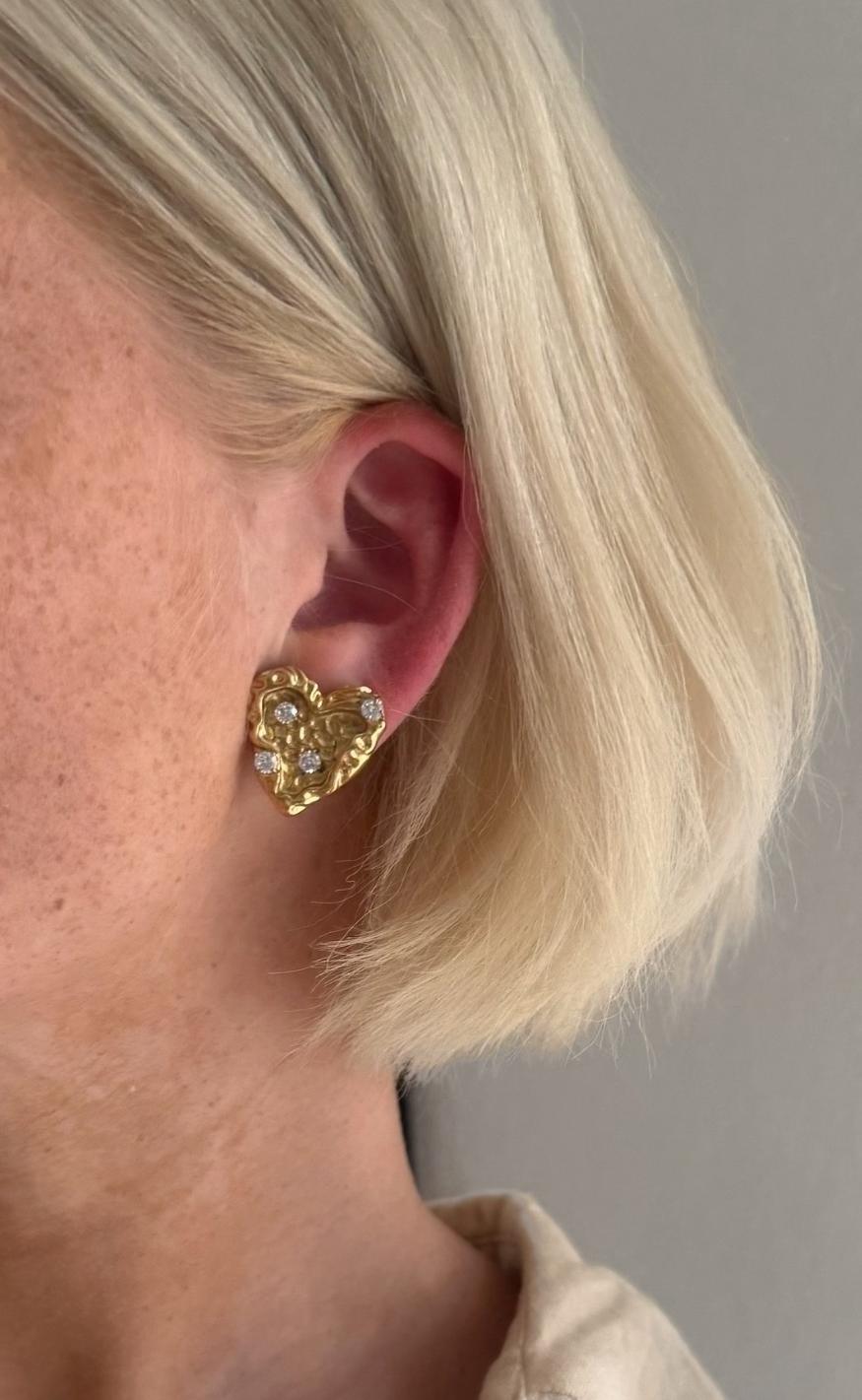 Guld Colour Smykkeli Copenhagen Simili Heart Gold Colour - Øreringe  - 9645021003503