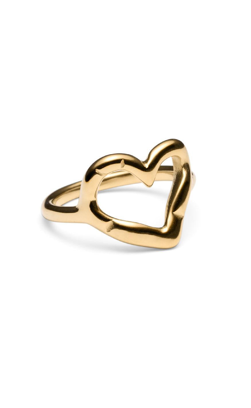 Smykkeli Copenhagen Ring Big Heart Gold Colour - Fingerringe  - 97816905