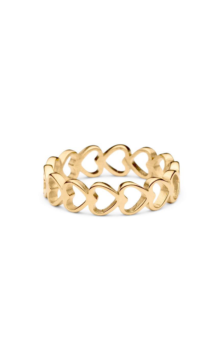 Gulden Colour Smykkeli Copenhagen Ring Hanna Heart Golden Colour - Fingerringe  - 35825225