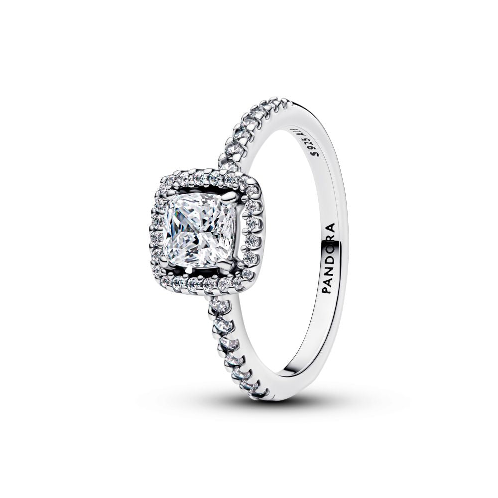 Pandora Funklende Firkantet Halo Sølv Ring 193555c02 - Pandora Fingerringe