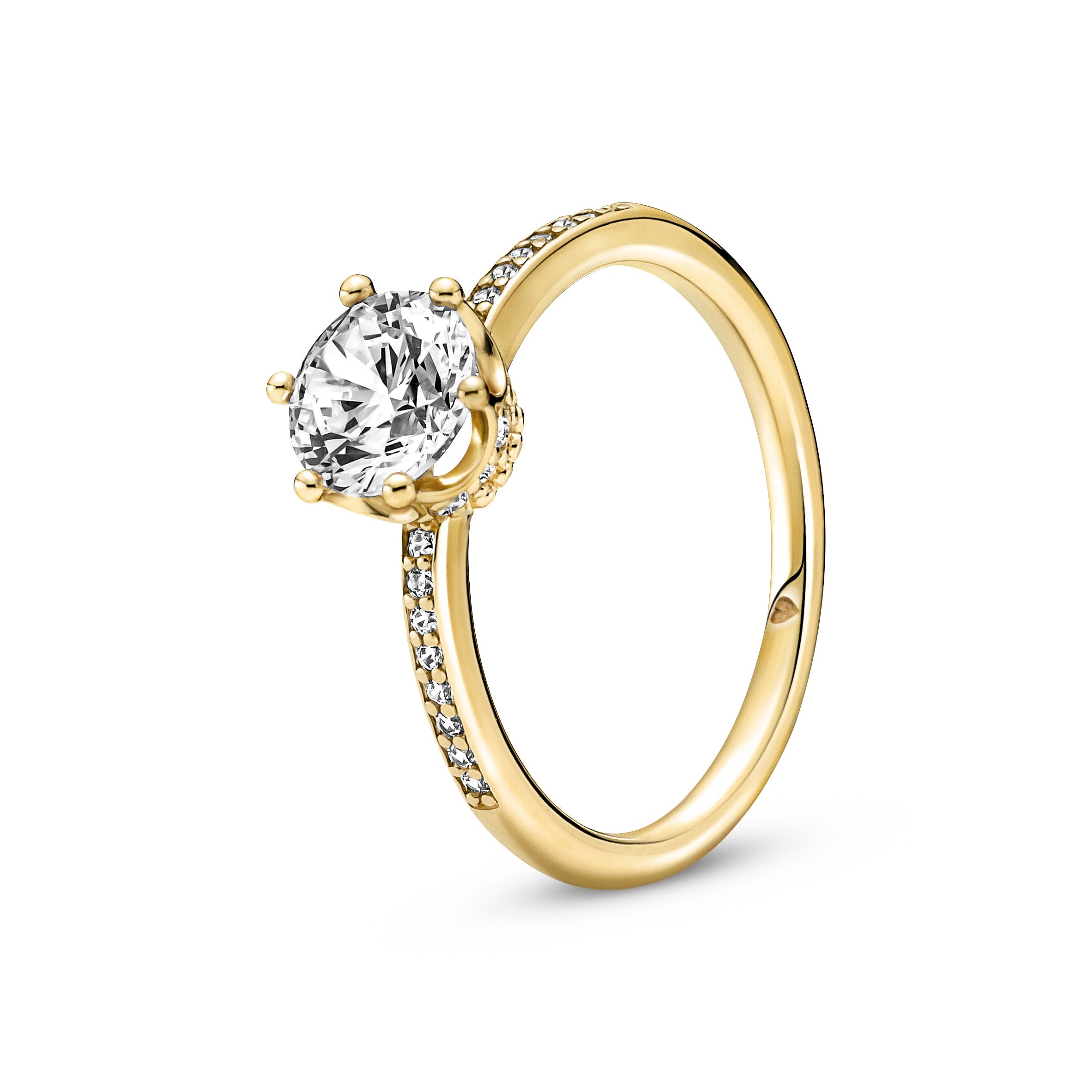 Pandora Solitairering Ring Forgyldt Med Zirkonia Sten 168289c01 - Pandora Fingerringe