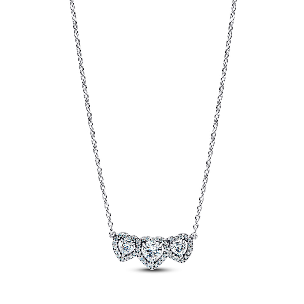 Pandora Trippel Hjerte Halskæde Sterling Sølv 394412c01 - Pandora Halskæder