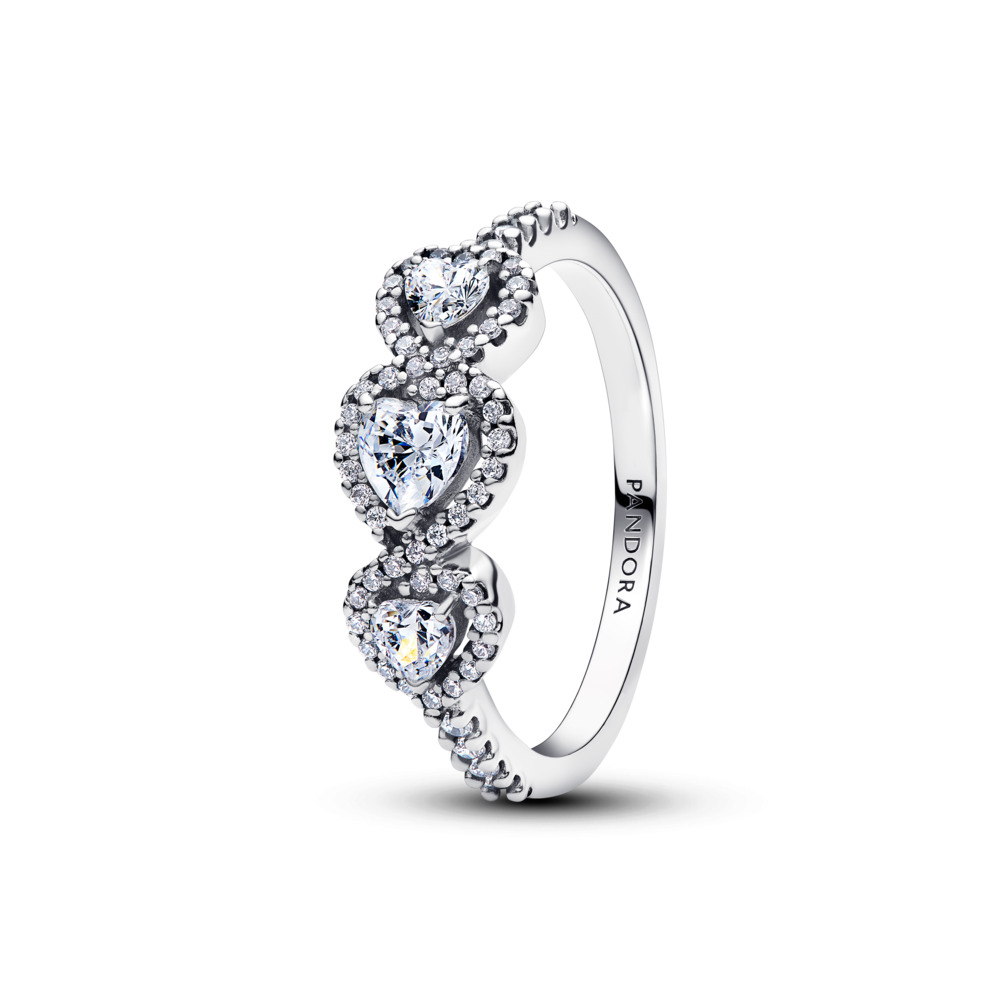 Pandora Trippel Halo Hjerte Ring Sterling Sølv 194413c01 - Pandora Fingerringe