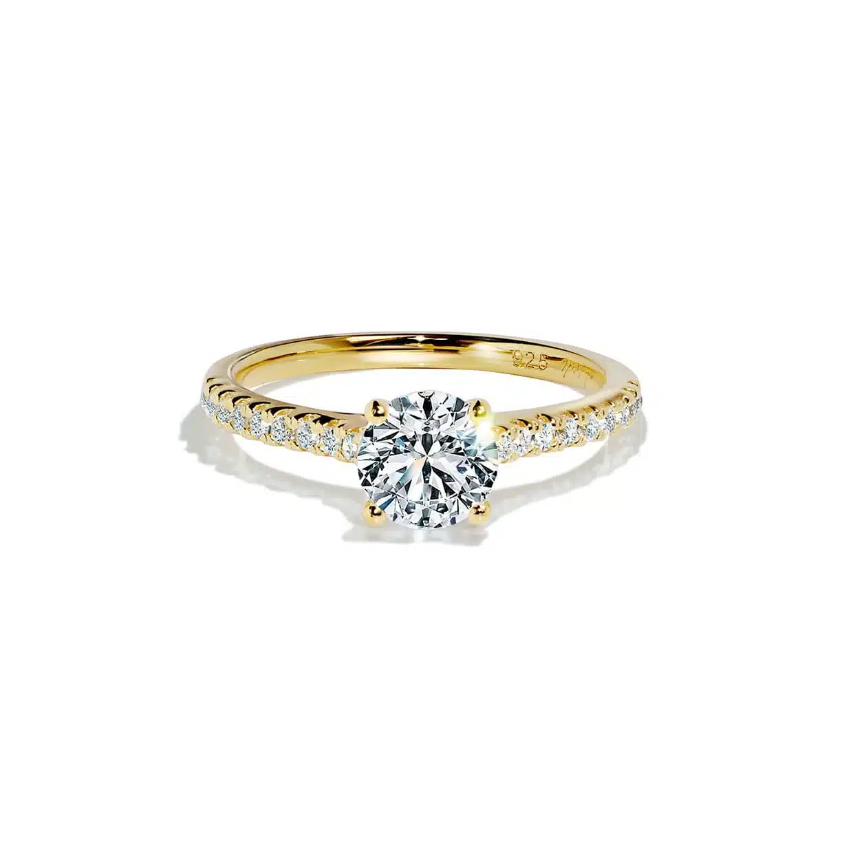 Oxford Solitaire Ring Med Sten Forgyldt Sterlingsølv - Abelstedt Fingerringe