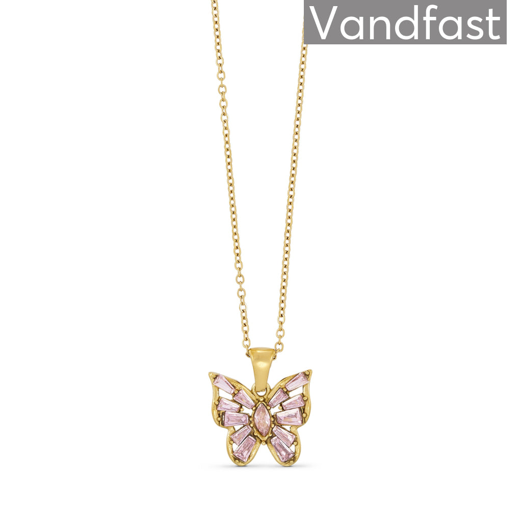 Pink Annebrauner Butterfly Halskæde 18k Guldbelagt - Bella Halskæder  - 2001383447718