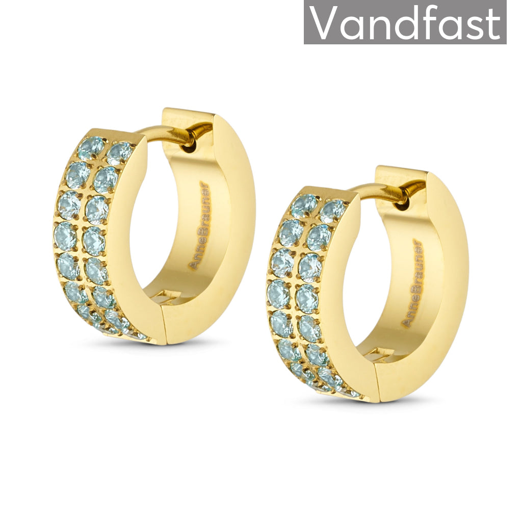 Annebrauner Creole Double Line Aquamarine 18k Guldbelagt - Bi Øreringe  - 2003881475231