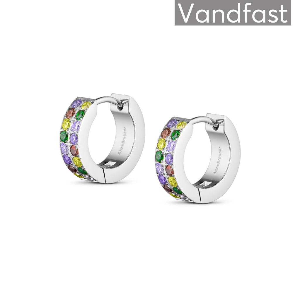 Grøn Annebrauner Creole Double Line Purple Green Mix - Bi Øreringe  - 2002277952677