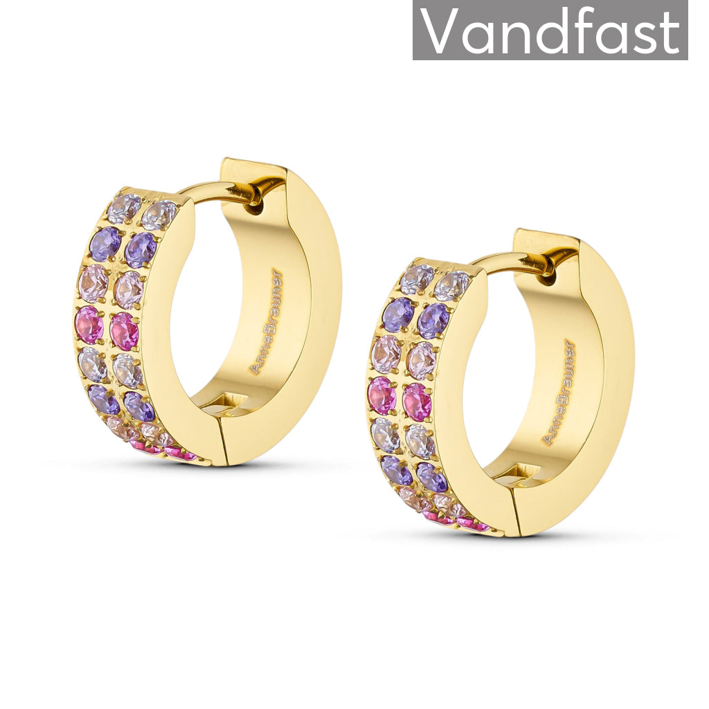 Annebrauner Creole Double Line Rose Violet Mix 18k Guldbelagt - Bi Øreringe  - 2004256888991