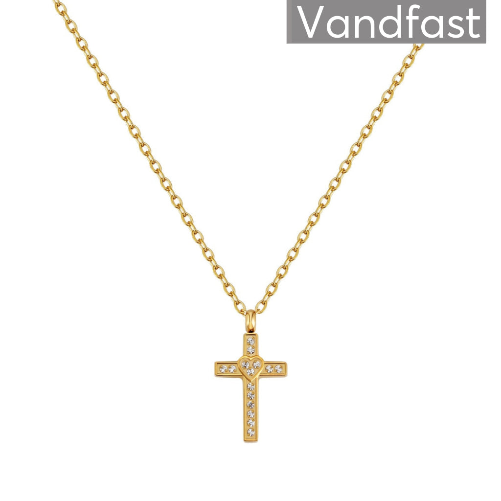 Annebrauner Cross Deluxe Halskæde 18k Guldbelagt - Cab Halskæder  - 2000880545958
