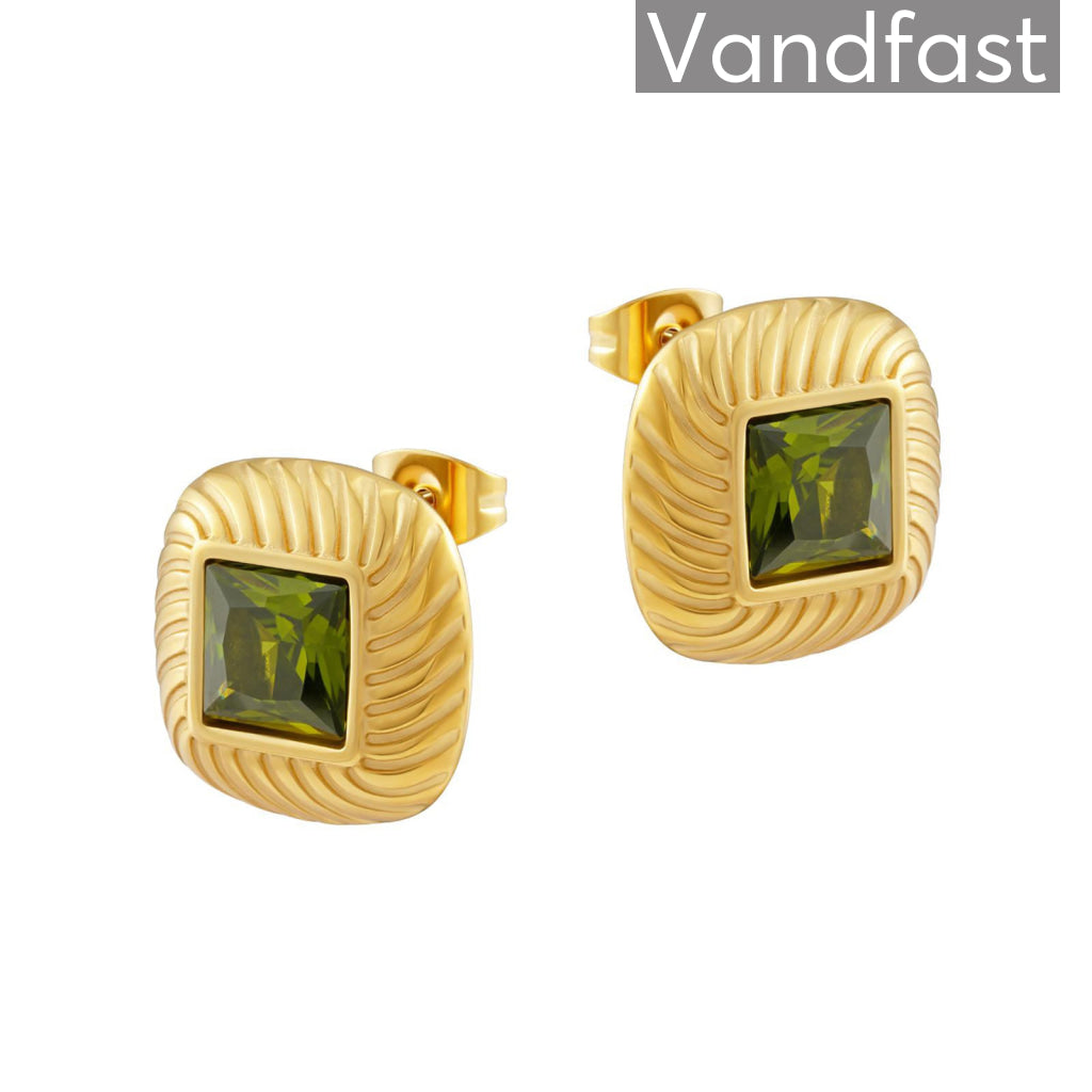 Annebrauner Milano Peridot 18k Guldbelagt - Cab Øreringe  - 2007880440993