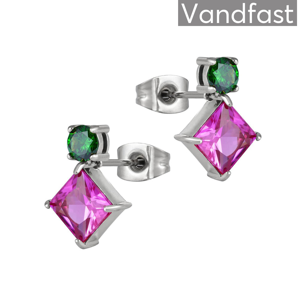 Grøn Annebrauner Princess Square Green Rose - Cab Øreringe  - 2004095460518
