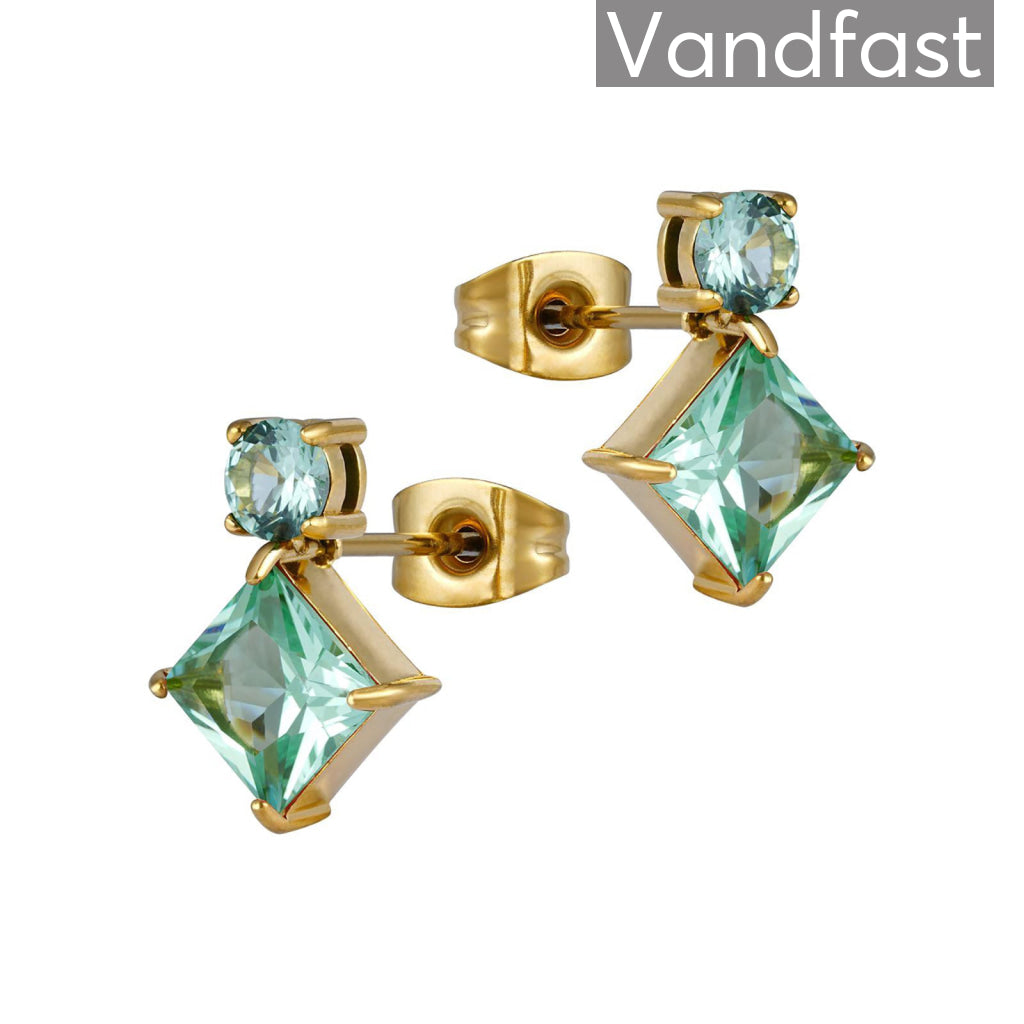 Grøn Annebrauner Princess Square Tourmalin Green 18k Guldbelagt - Cab Øreringe  - 2004065969317
