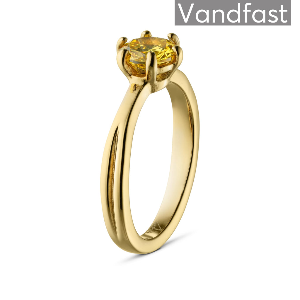 Gul Annebrauner Princess Yellow Ring 18k Dbelagt - Cab Fingerringe  - 2006681592207