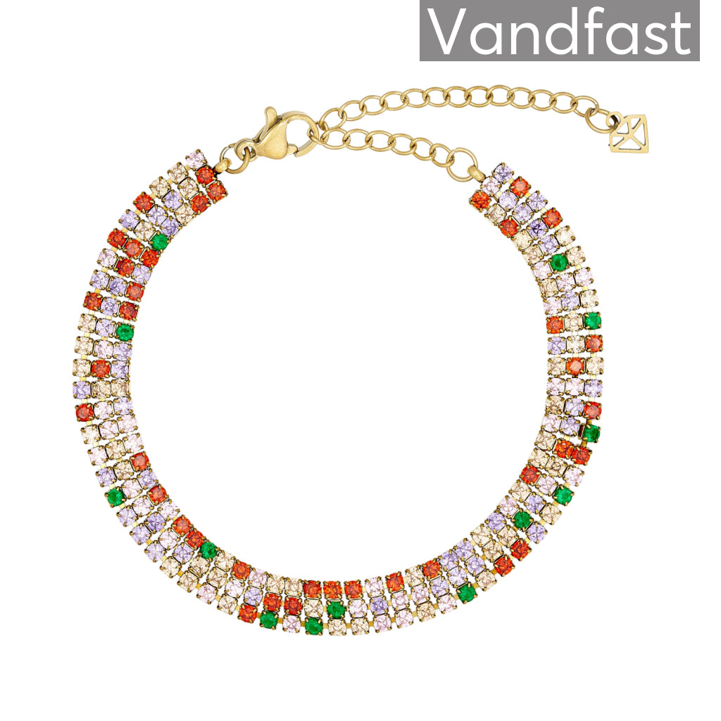 Annebrauner Tennis Triple Multicolor Armbånd 18k Guldbelagt - Bella Armbånd  - 2004016074916