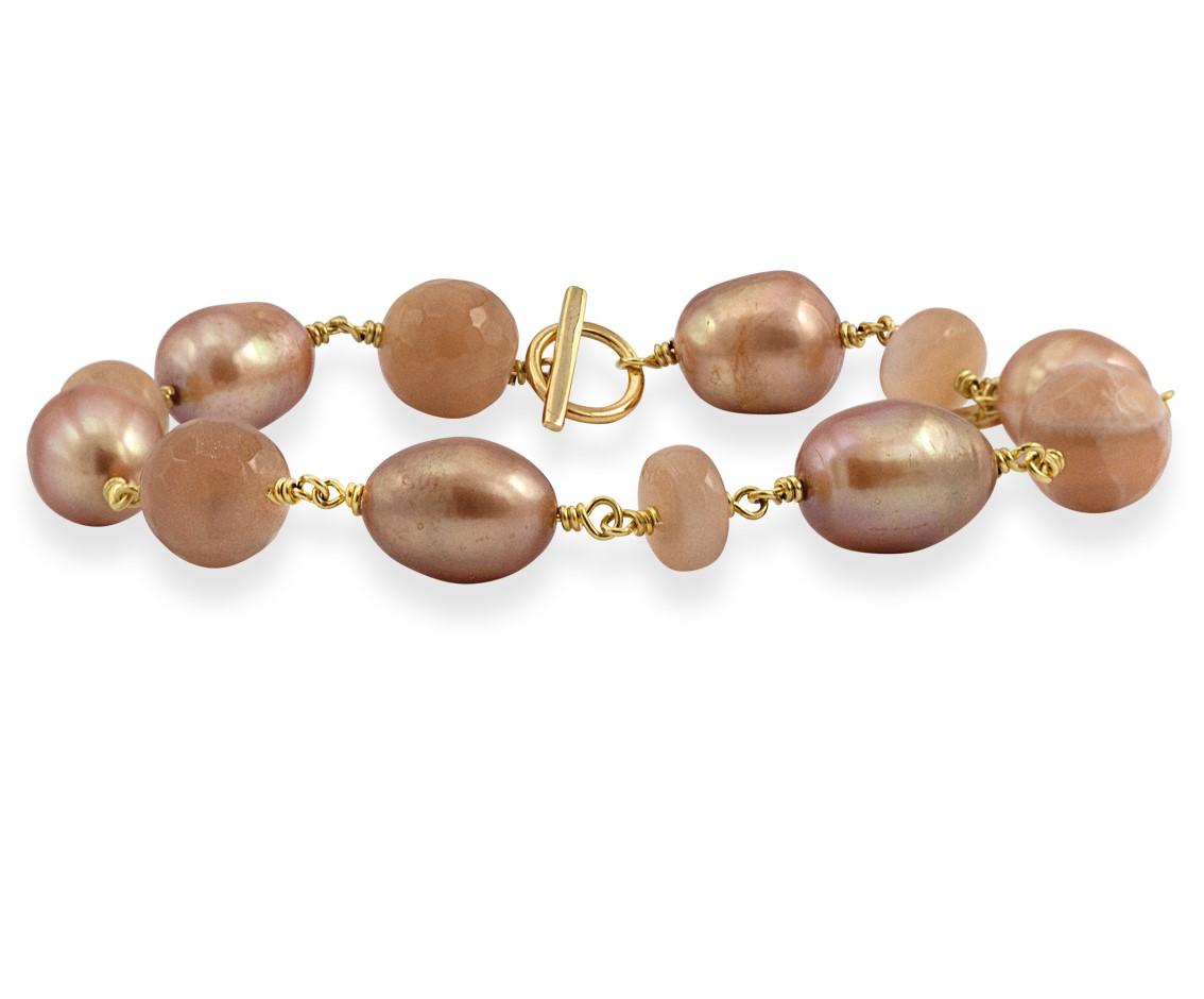 Rosa Rabinovich Armbånd Peach Månesten Perler Joy Gems - Rabinovich Armbånd