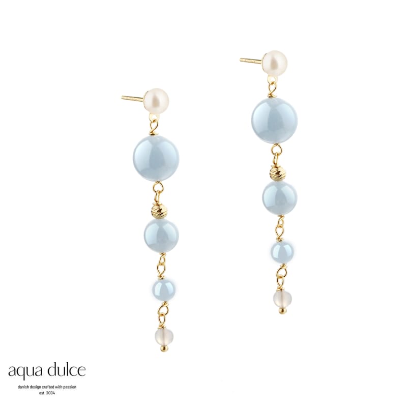 Sky Blue Ghita Earstud Golden - Aqua Dulce Øreringe  - 5740013856472