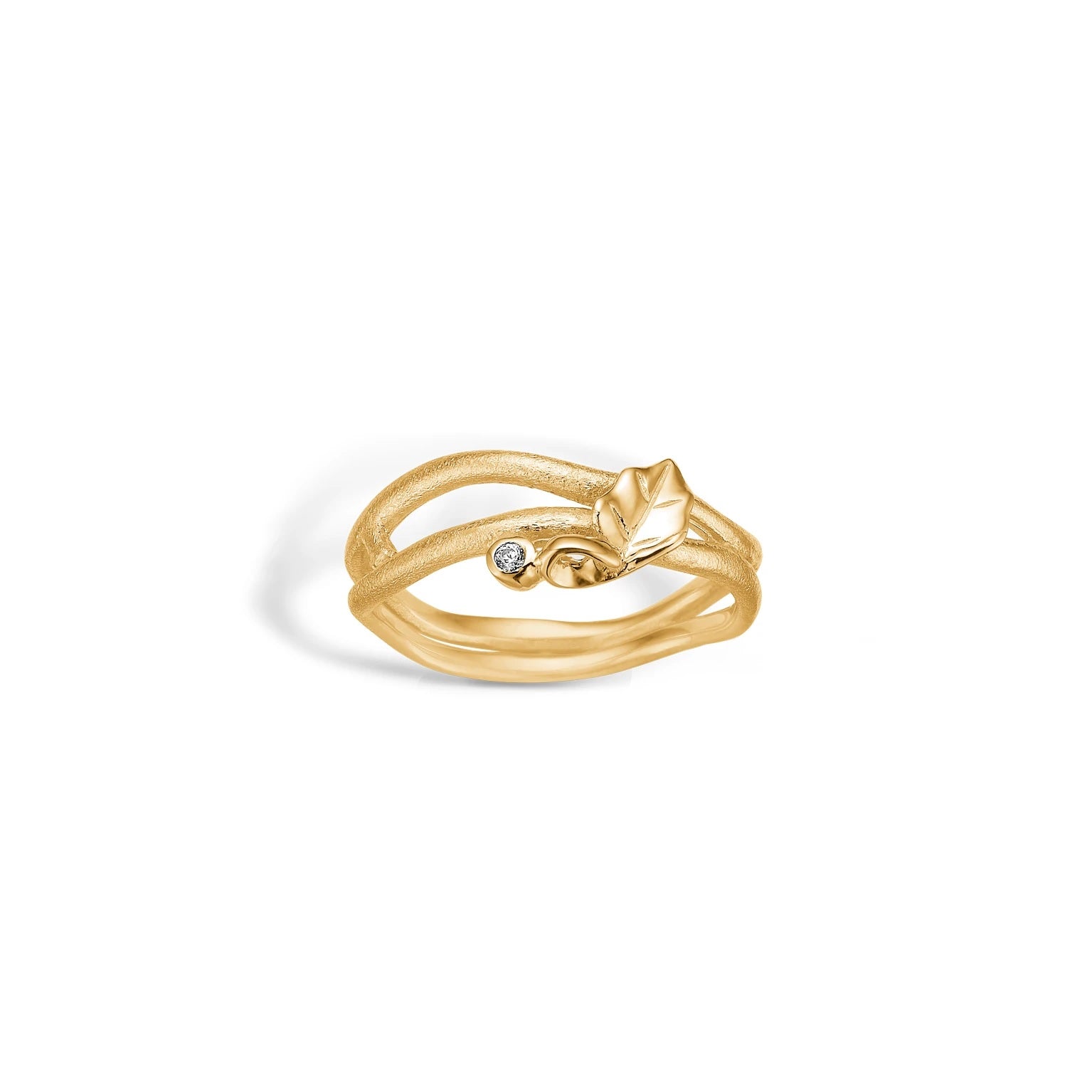 Blossom Copenhagen Todelt Guldring Med Blad Detalje 09621563 - Blossom Fingerringe  - 1233690144559