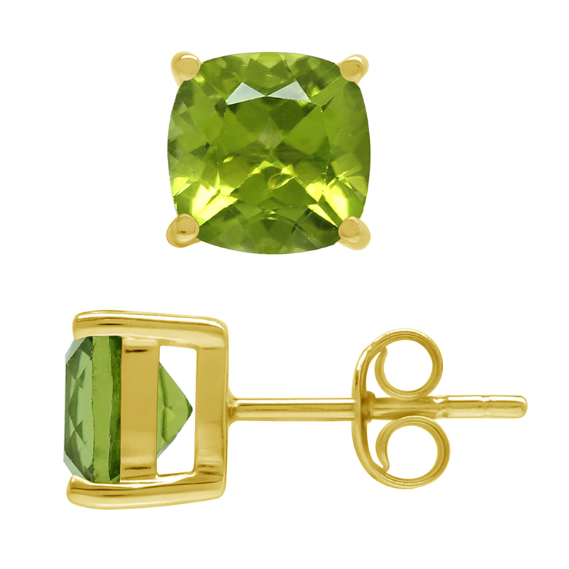 Ørestikker Med Peridot 8mm Par Forgyldt - Ørestikkere