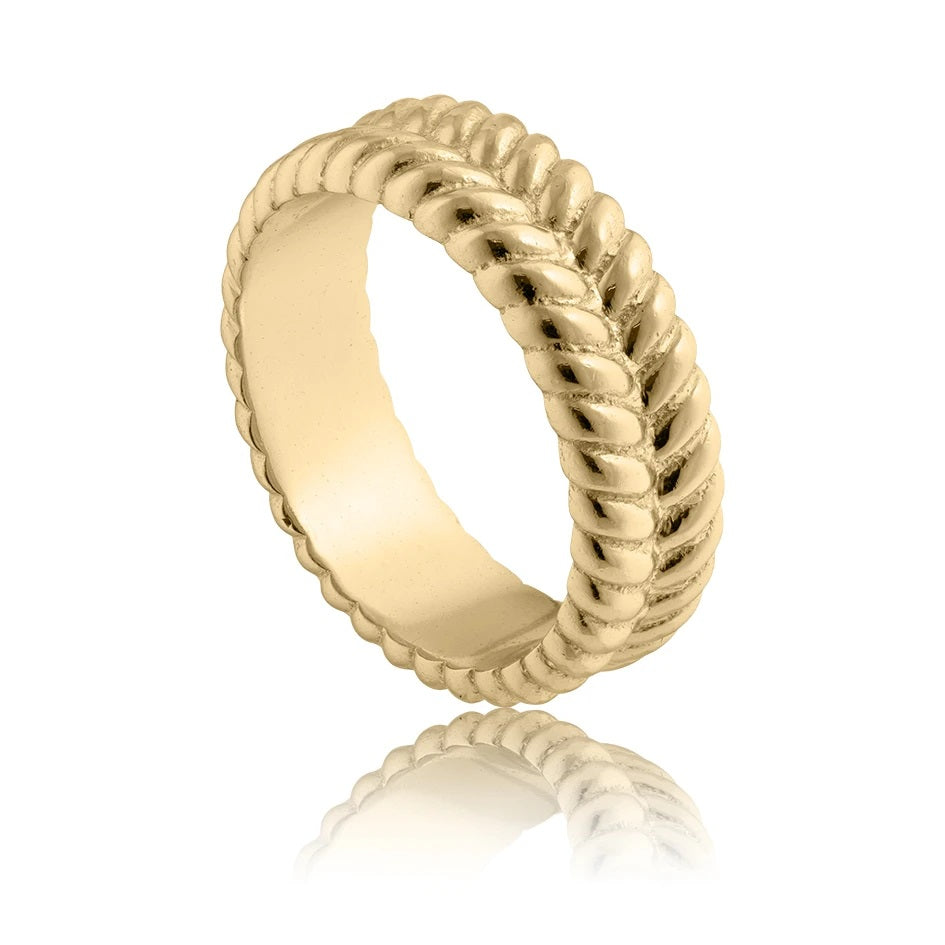 Bykjaergaard Braided Flet Ring Guld Belagt Sølv Brrg2157 - Bykjaergaard Fingerringe  - 1233690160382