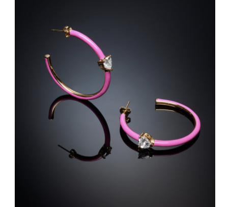 Pink Chiara Ferragni Love Parade Enamel 40mm - Øreringe  - 8033288977711