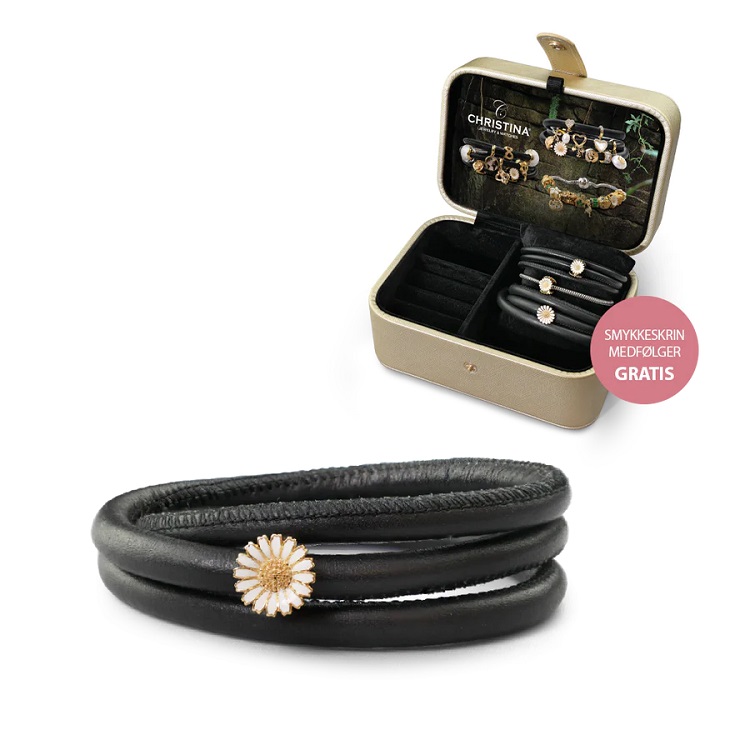 Christina Classic Læder Med Marguerite 605 Jewel - Christina Armbånd
