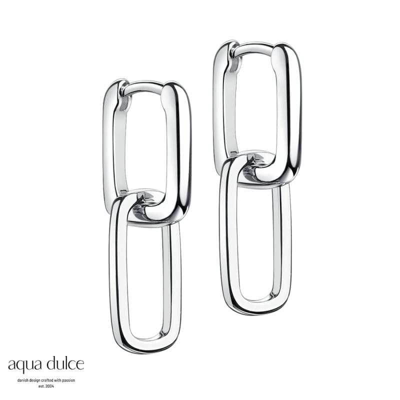Cubic Firkantet Hoops Sterling Sølv Med Firkantet Vedhæng - Aqua Dulce Øreringe  - 5740013846305