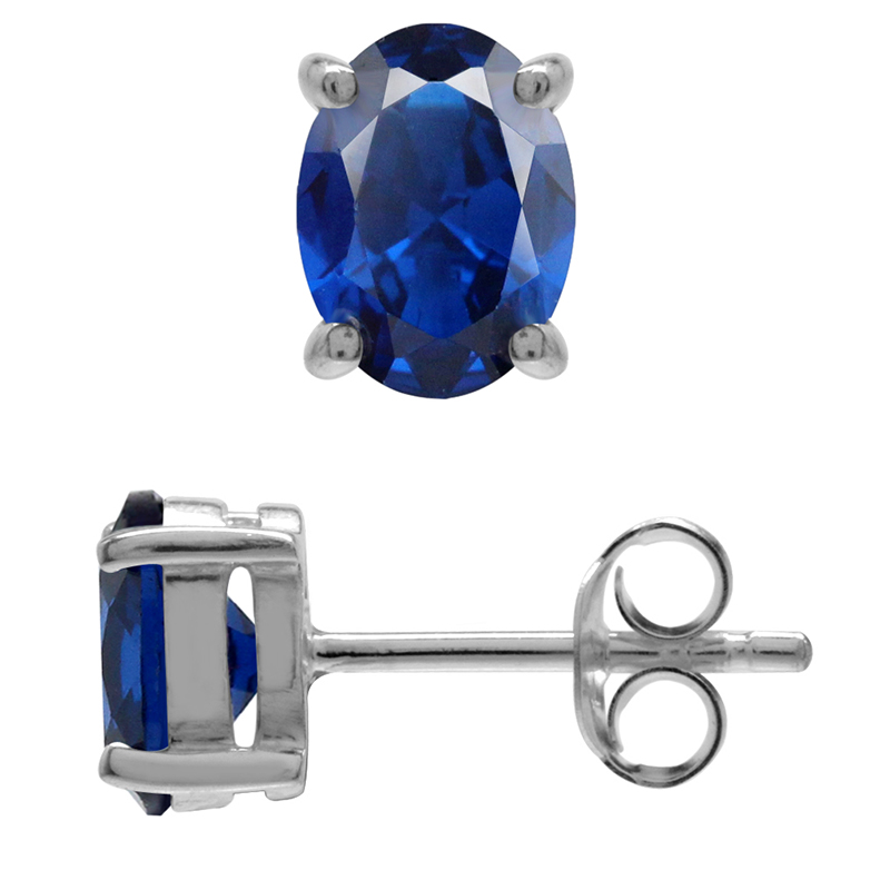 Ørestikker Med Safir 7x5mm Par - Ørestikkere