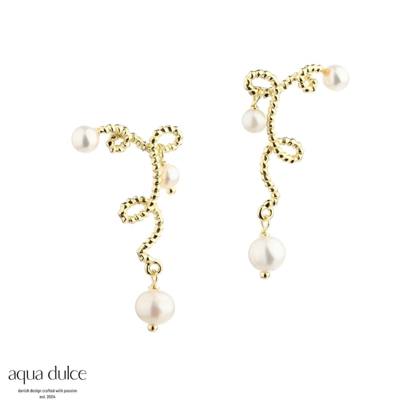 Swirl Love Stud Golden - Aqua Dulce Øreringe  - 5740013855178