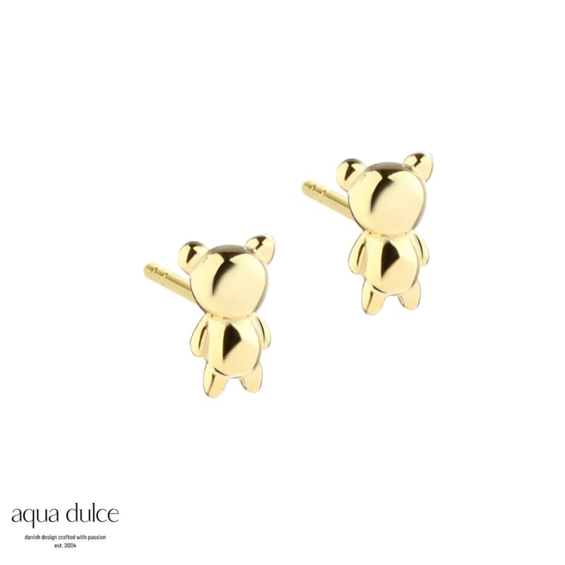 Tiny Teddy Earstud Golden - Aqua Dulce Øreringe  - 5740013857004