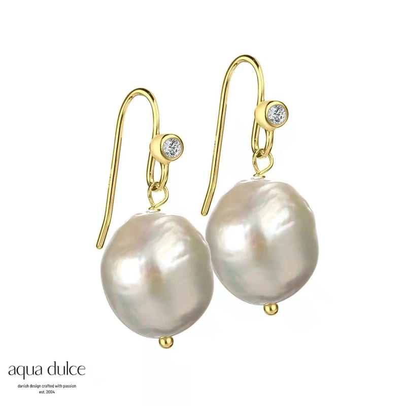 Betsy Pearl Earrings Golden - Aqua Dulce Øreringe  - 5740013845995