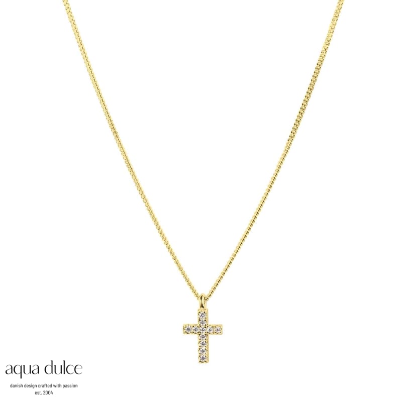 Cross Necklace Golden - Aqua Dulce Halskæder  - 5740013845339