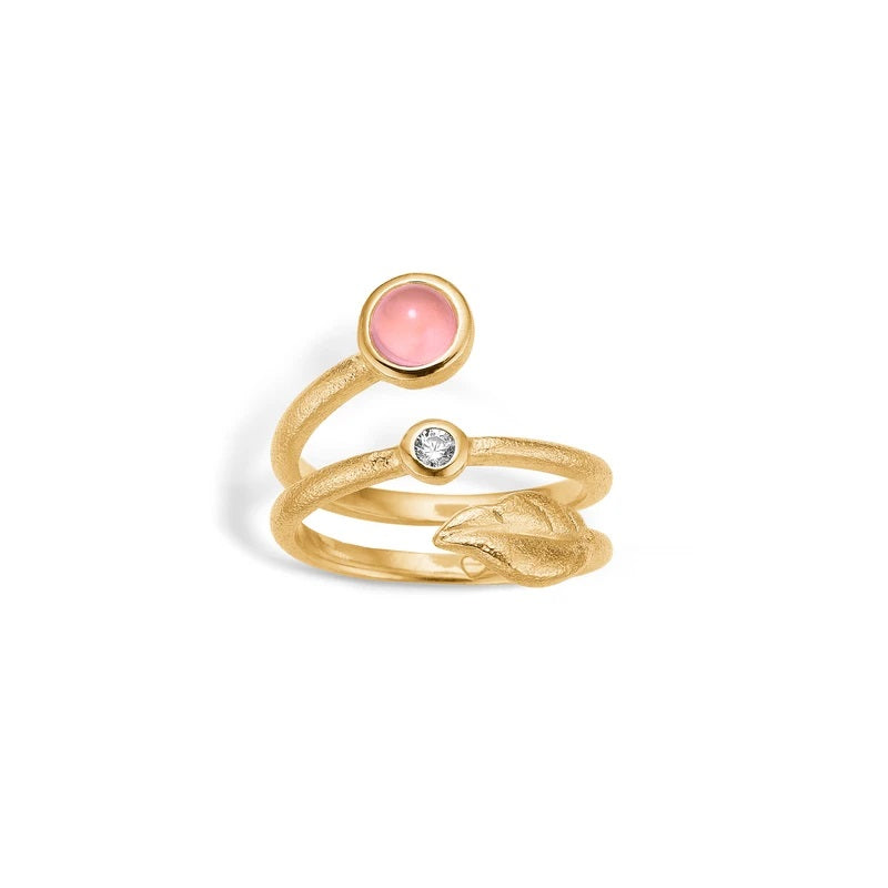 Rosa Forgyldt Ring Med Kvarts Fra Blossom 23631523 - Blossom Fingerringe  - 1233690150437