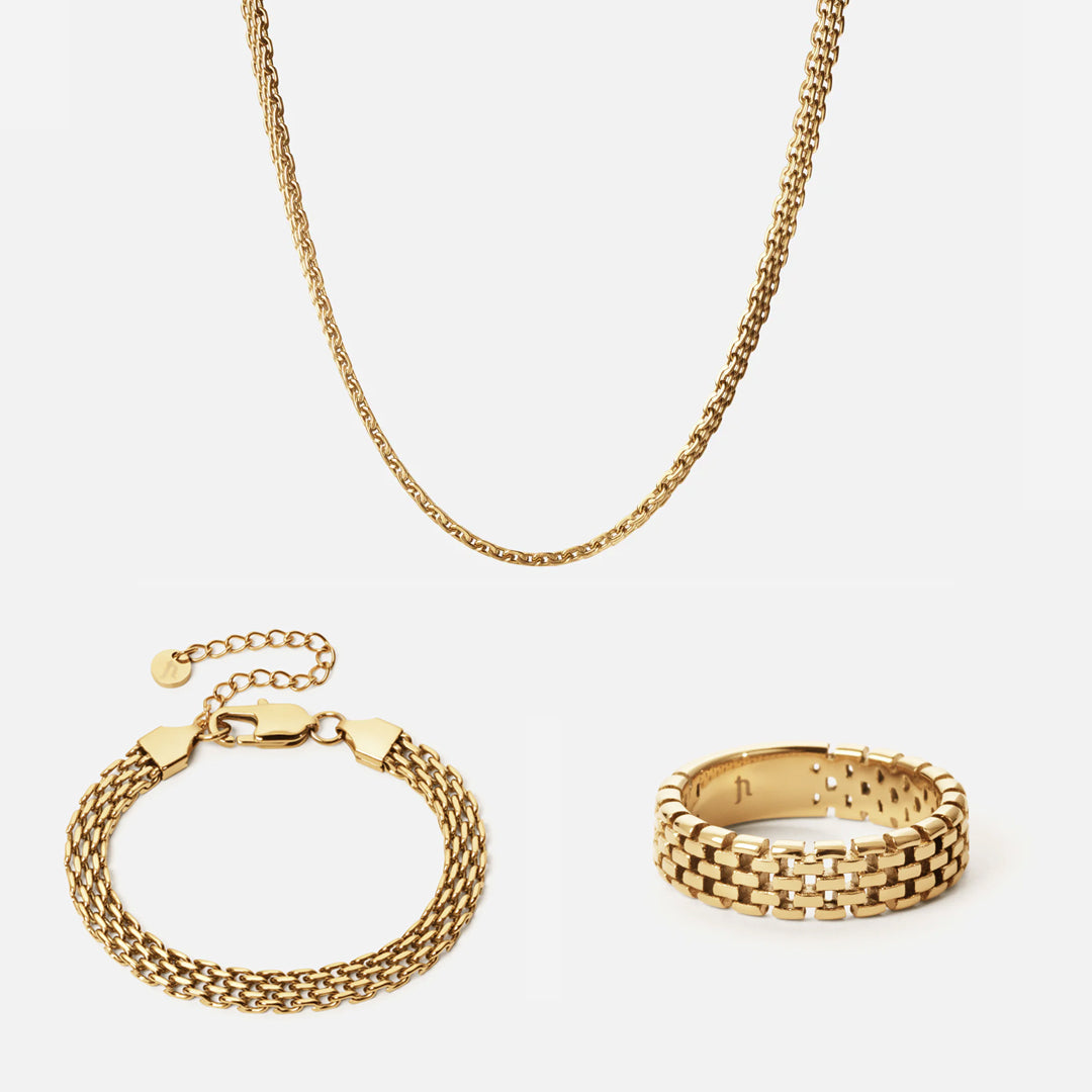Mesh Halskæde Armbånd Ring 18k Guldbelagt 6mm - Josephine Nord Armbånd