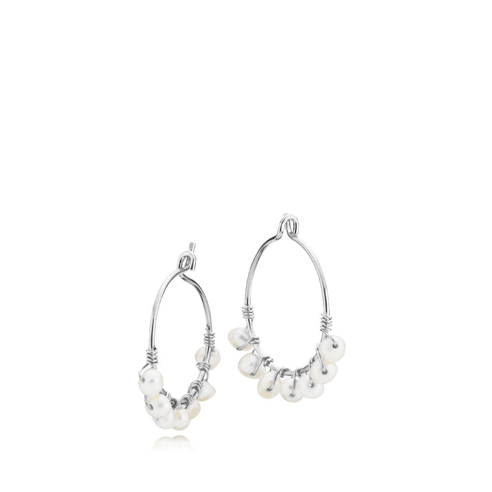Hvid Anne Sofie Krab Sistie Perleørering Sølv Par - Sistie Øreringe