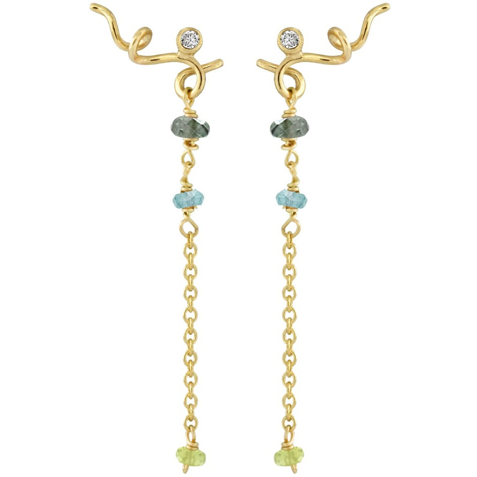 Rabinovich Guld øreringe Smaragd Peridot Diamant Sweet Twist - Rabinovich Øreringe