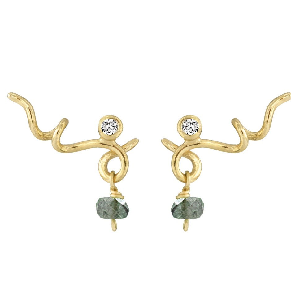 Rabinovich Guld ørestikker Med Smaragd Diamant Sweet Twist - Rabinovich Ørestikkere