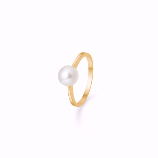 Guld & Sølv Design Ring Karat Med Perle 6422 Str - Fingerringe