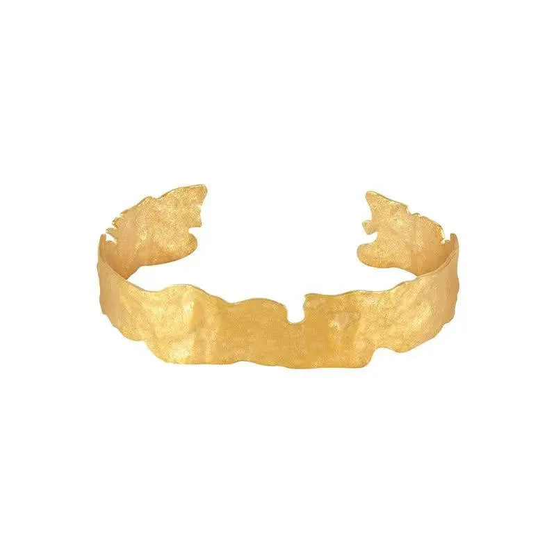Guld Armbånd åben Organisk Armring Forgyldt Forsølvet Messing 16cm Justerbar - Greece Armbånd - 05740034092743