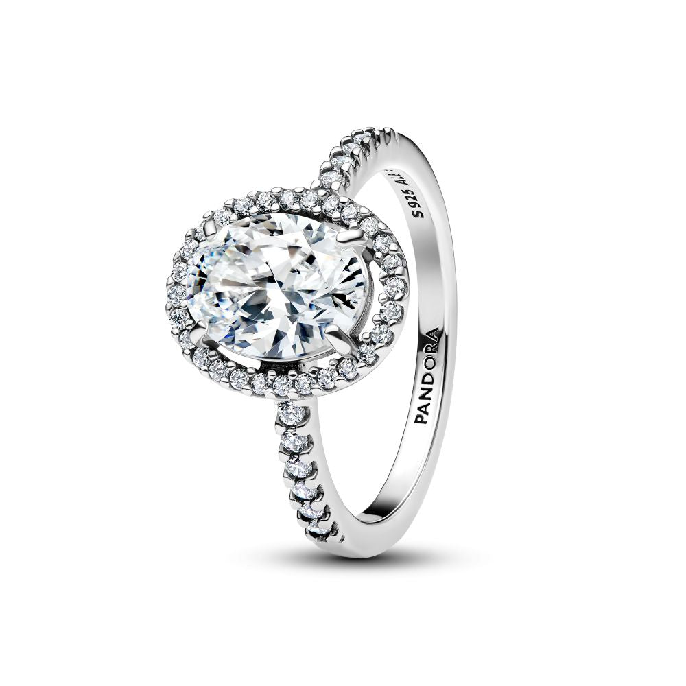 Pandora Halo Ring Sølv Med Oval Sten 193777c01 - Pandora Fingerringe