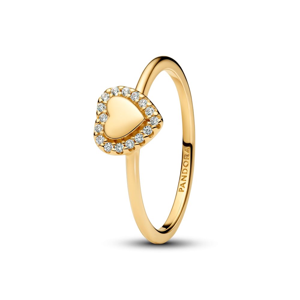 Pandora Forgyldt Ring Med Hjerte Omkranset Sten 163801c01 - Pandora Fingerringe