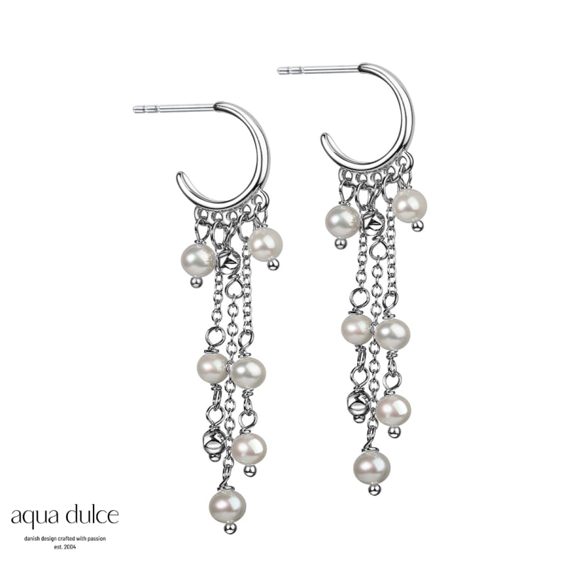 Wendy Pearl Hoop Silver - Aqua Dulce Øreringe  - 5740013845902