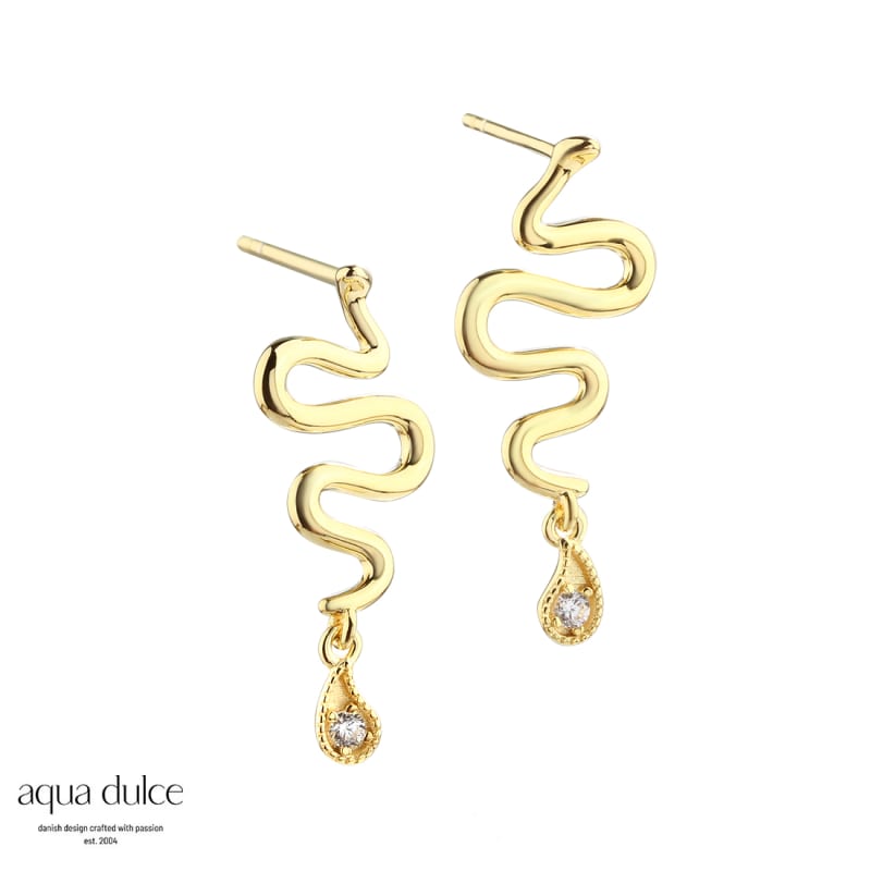 Snake Vims Earstud Golden - Aqua Dulce Øreringe  - 5740013856663