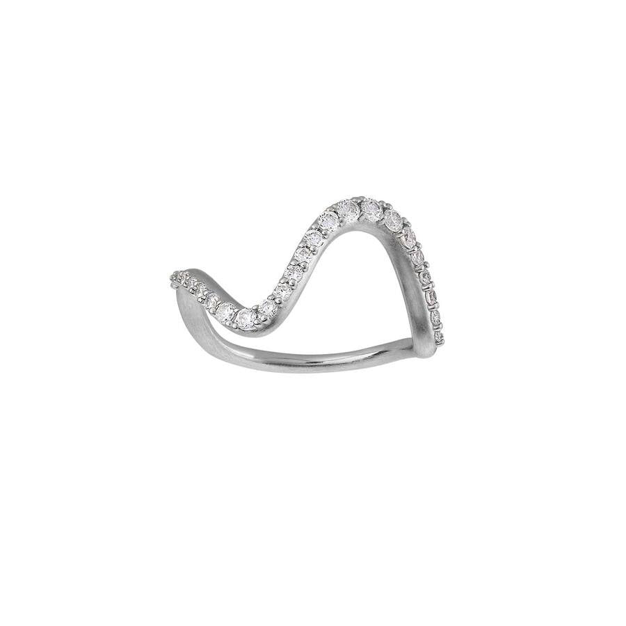 Bybiehl Wave Sparkle Ring Sølv Med Sten Zirkonia 3702a - Bybiehl Fingerringe  - 1233690108506