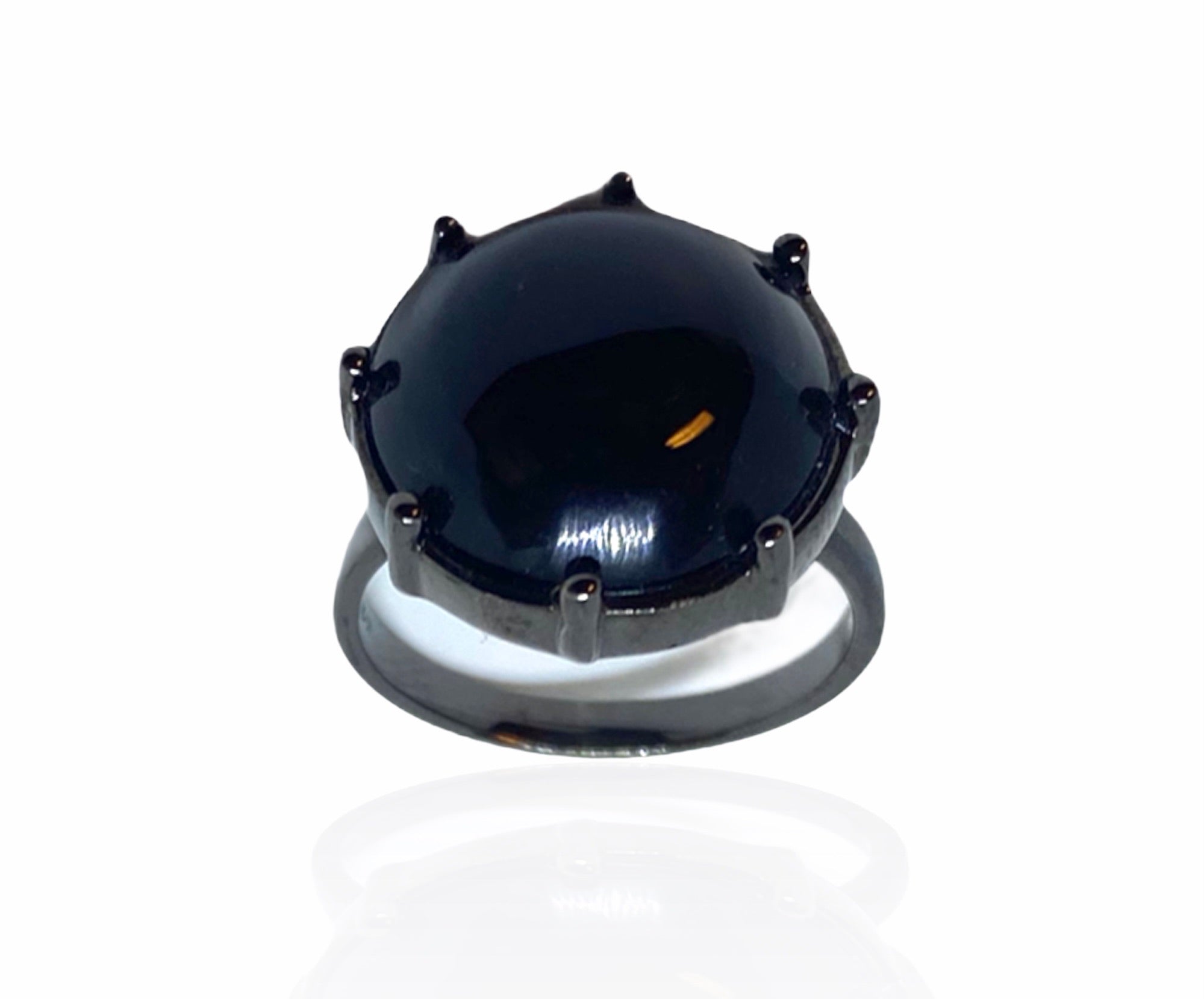 Sort Kranz & Ziegler Outlet & Ring Med Cabochon Slebet Sten - Fingerringe  - 1233690134611