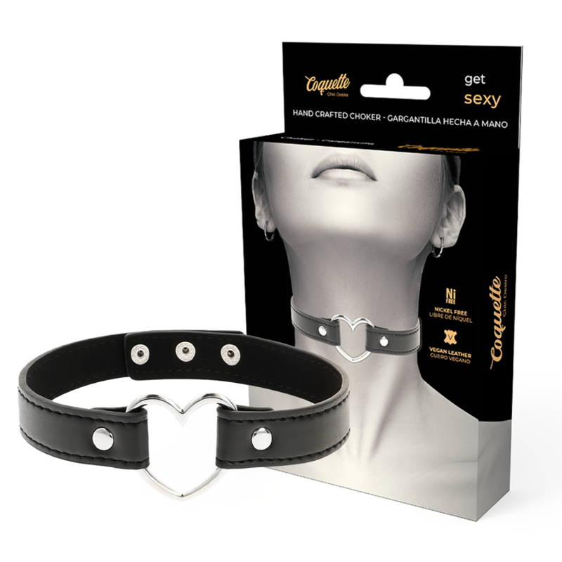 Coquette Accessories Coquette Chic Desire Vegan Leather Necklace Woman Heart Accessory - Halskæder  - 08436583799086
