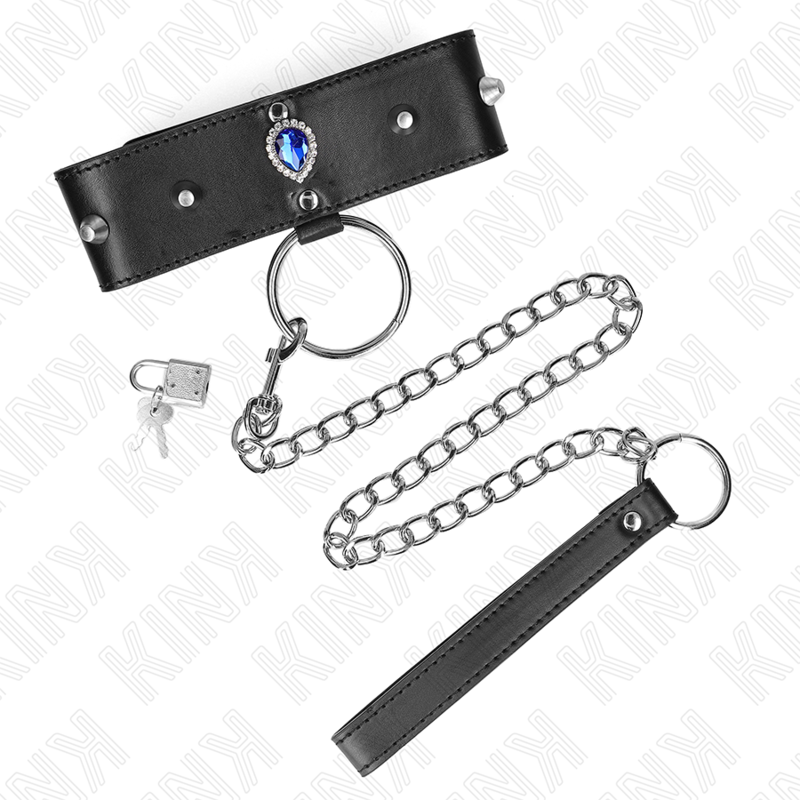 Kink Collar & Gag Kink Necklace With Strap With Blue Diamonds Adjustable - Halskæder  - 08435565941277