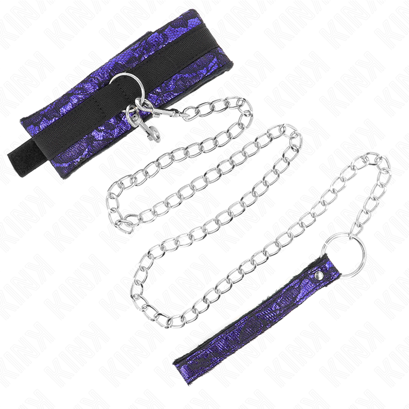Kink Collar & Gag Kink Short Velvet Lace Necklace With Belt 105 With Nylon Trim - Halskæder  - 08435565941086